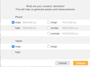 Zeplin Density selection for Android projects